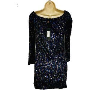 womens sequin bodycon mini clubwear dress Large NWT